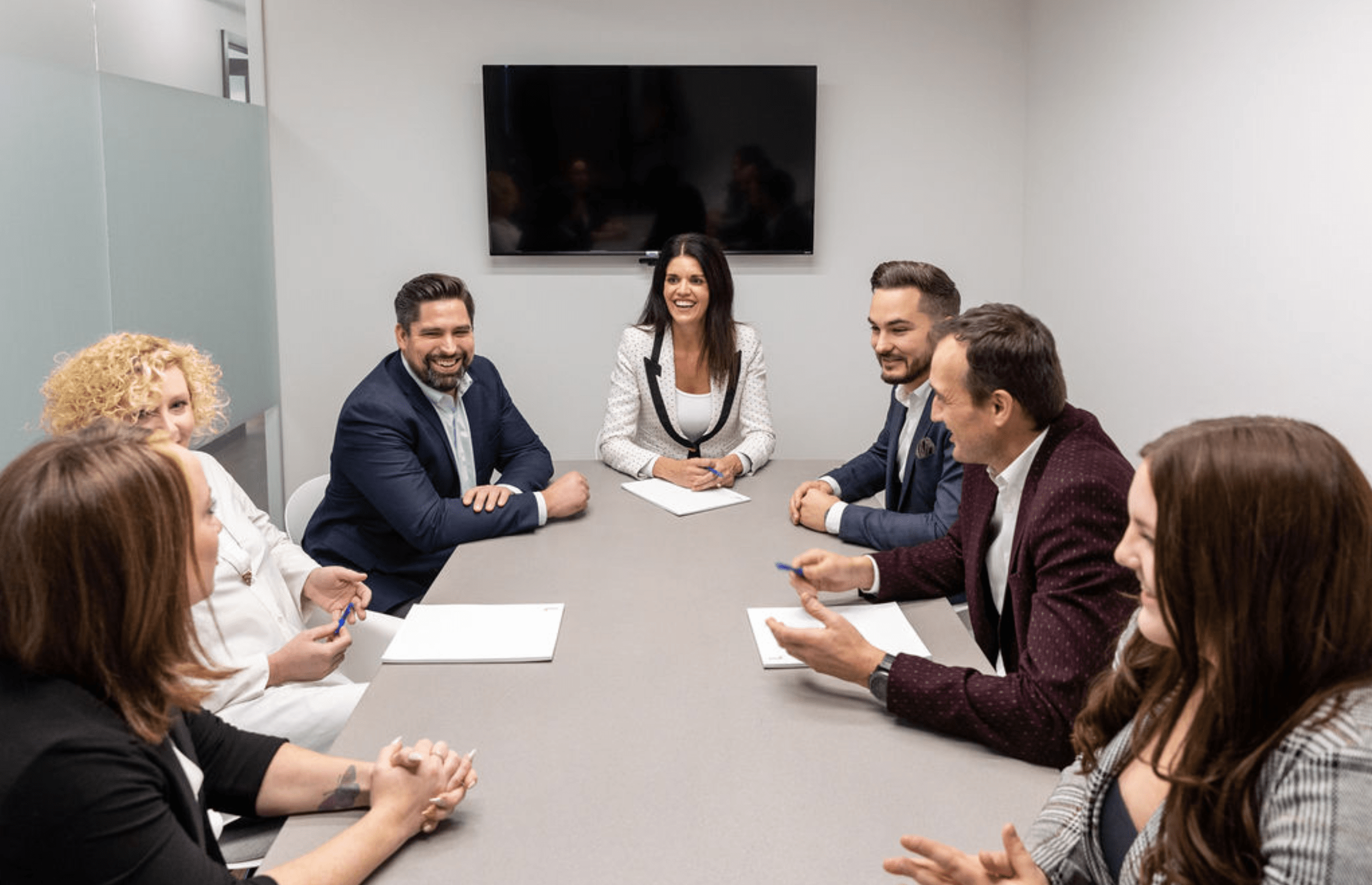Team at table in office