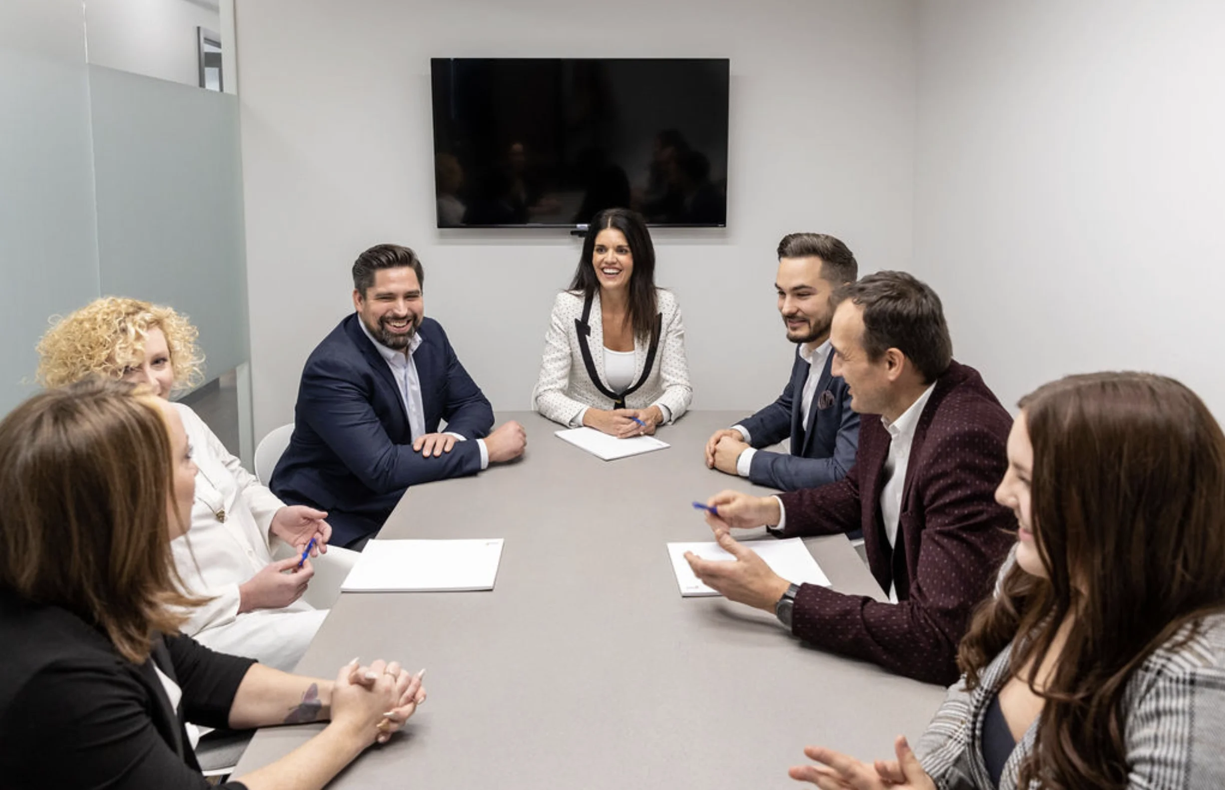 Team at table in office